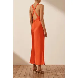 Shona Joy - Milo Plunge Cross Back Midi Dress in Hibiscus Size AU 8 for rent on The Volte - image 2