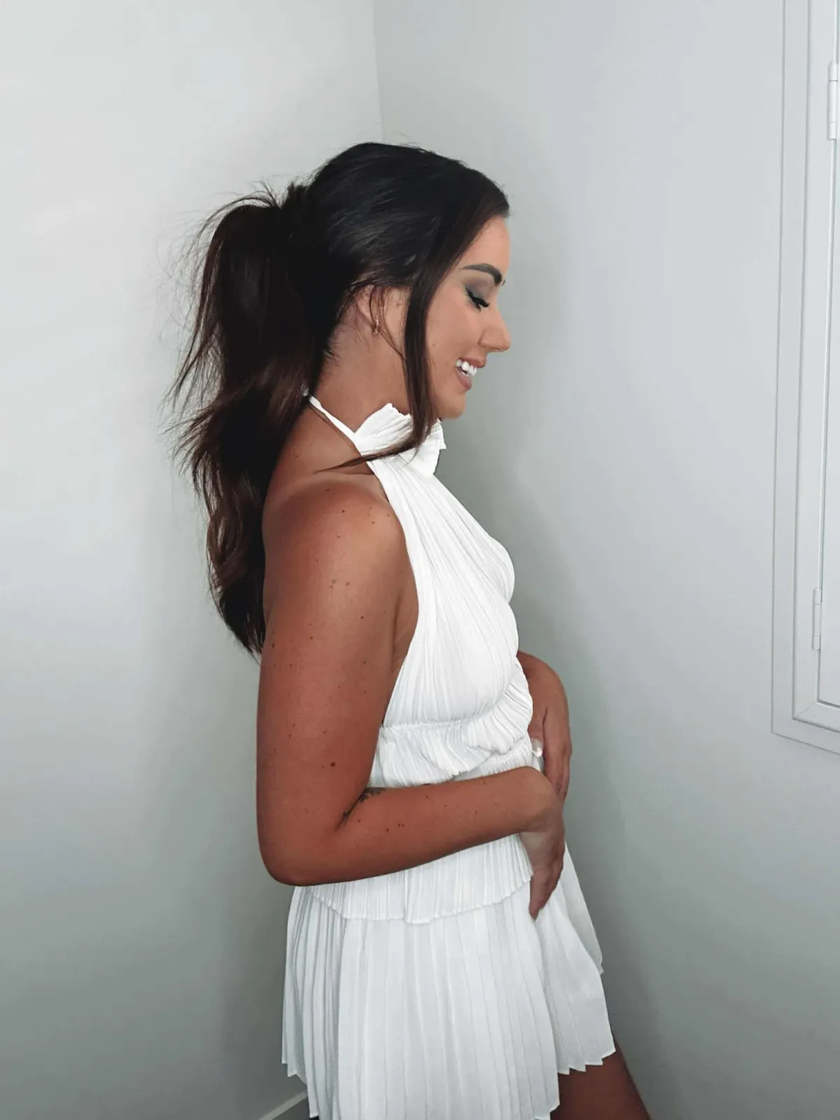 Heiress Beverly Hills Pleated Top and Mini Skirt Set Cream Size 10 - Image 3