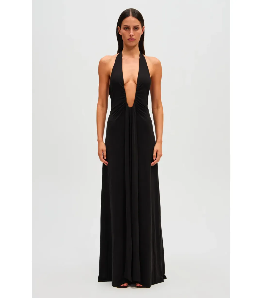 MISHA Jennifer Cupro Maxi Dress Black Size 6/XS for rent on The Volte - main image