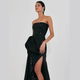 Meraki Official Nicole Sequin Strapless Ball Gown Black Size XS / AU 6 for rent on The Volte - image 3