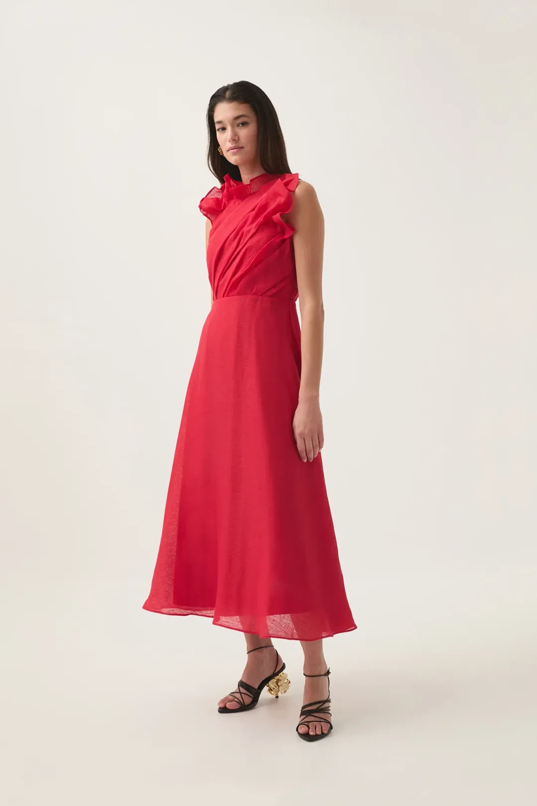 Aje Genesis Midi Dress Scarlet Red Size 12 for rent on The Volte - main image