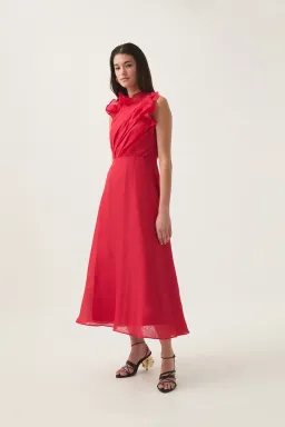 Aje Genesis Midi Dress Scarlet Red Size 12 for rent on The Volte - image 5