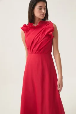 Aje Genesis Midi Dress Scarlet Red Size 12 for rent on The Volte - image 2