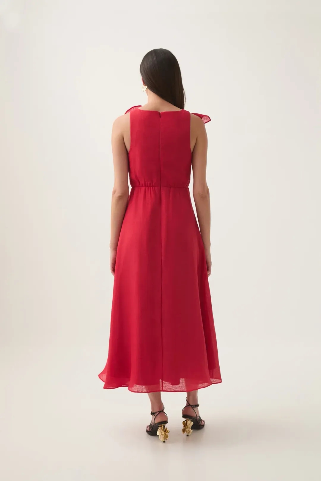 Aje Genesis Midi Dress Scarlet Red Size 12 for rent on The Volte - main image