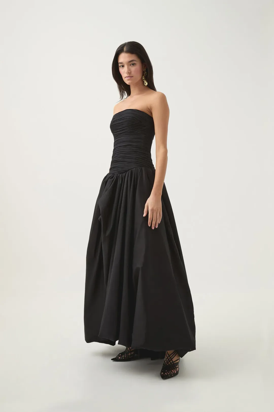 Aje Violette Bubble Hem Maxi Dress Black Size 10 for rent on The Volte - main image