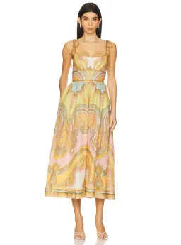 Zimmermann Maxine Picnic Midi Dress Gold Paisley Size 3 / AU 14 for rent on The Volte - image 1