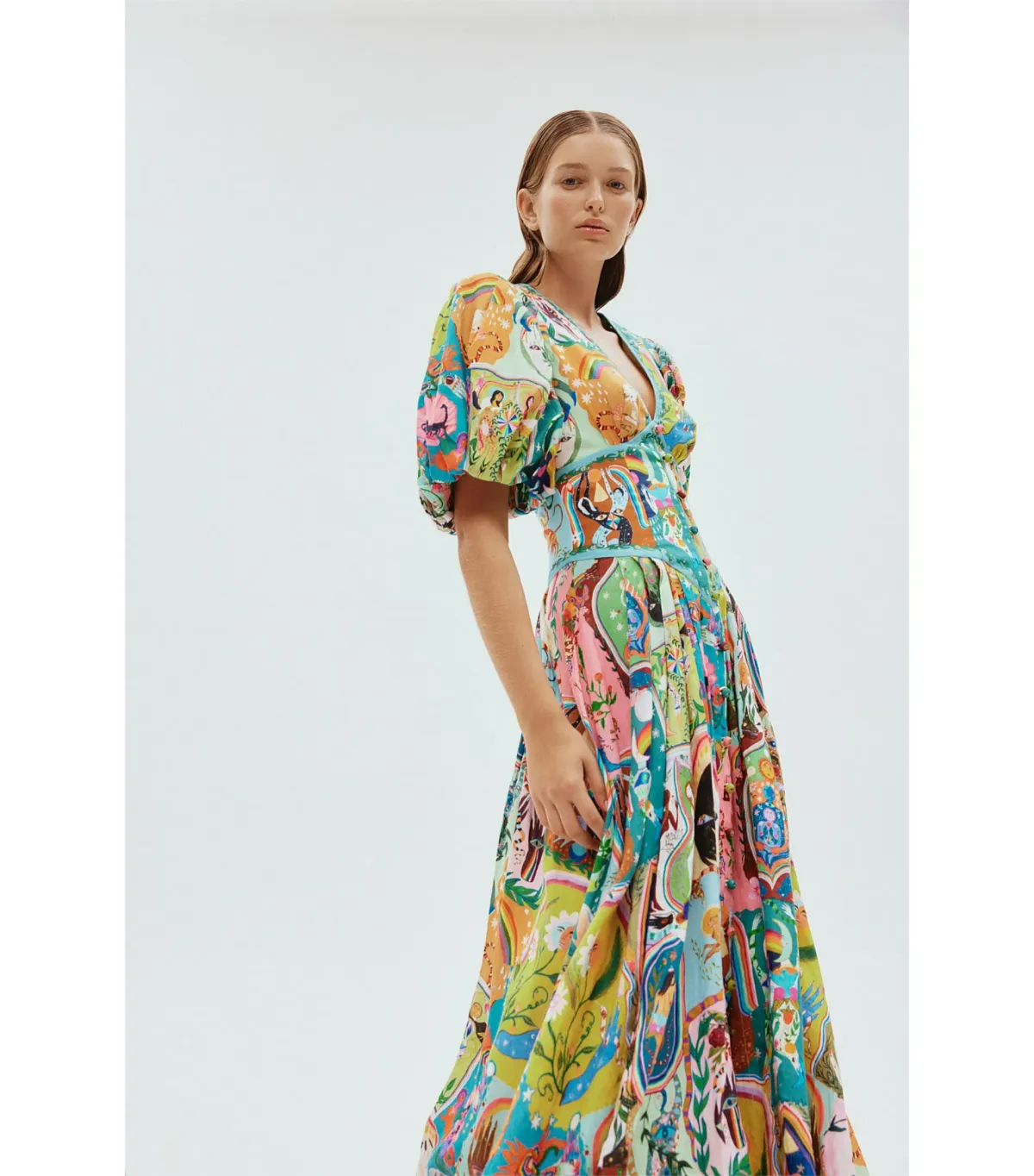 Alémais Evergreen Midi Dress Multi Size AU 14 - Image 4