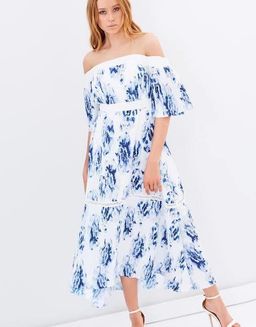 Talulah off the shoulder blue and white floral dress 12 for rent on The Volte - image 4
