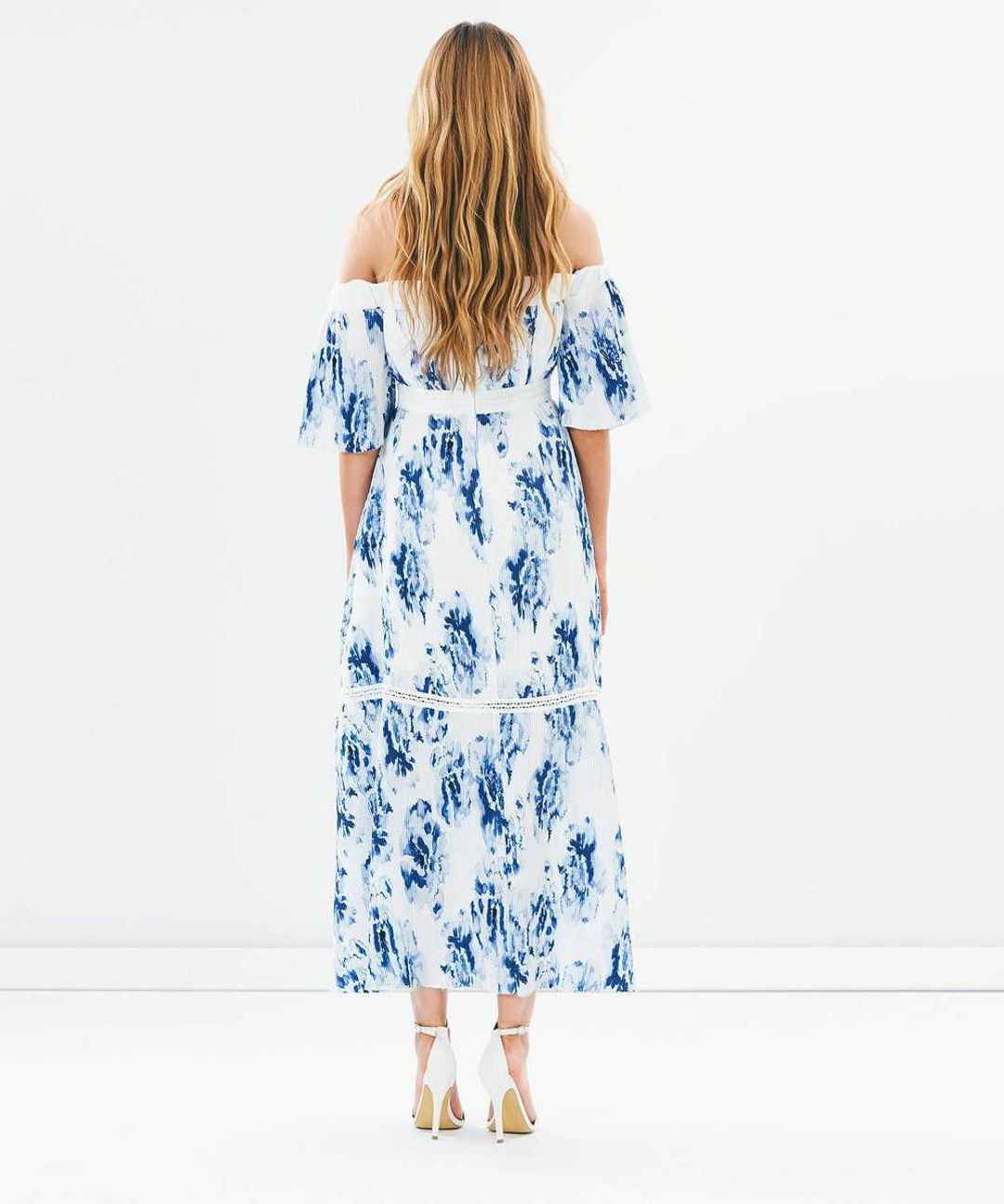 Talulah off the shoulder blue and white floral dress 12 for rent on The Volte - main image