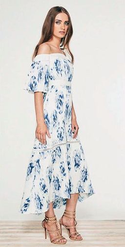 Talulah off the shoulder blue and white floral dress 12 for rent on The Volte - image 2