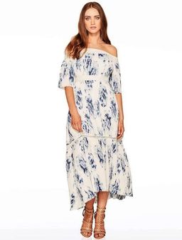 Talulah off the shoulder blue and white floral dress 12 for rent on The Volte - image 1