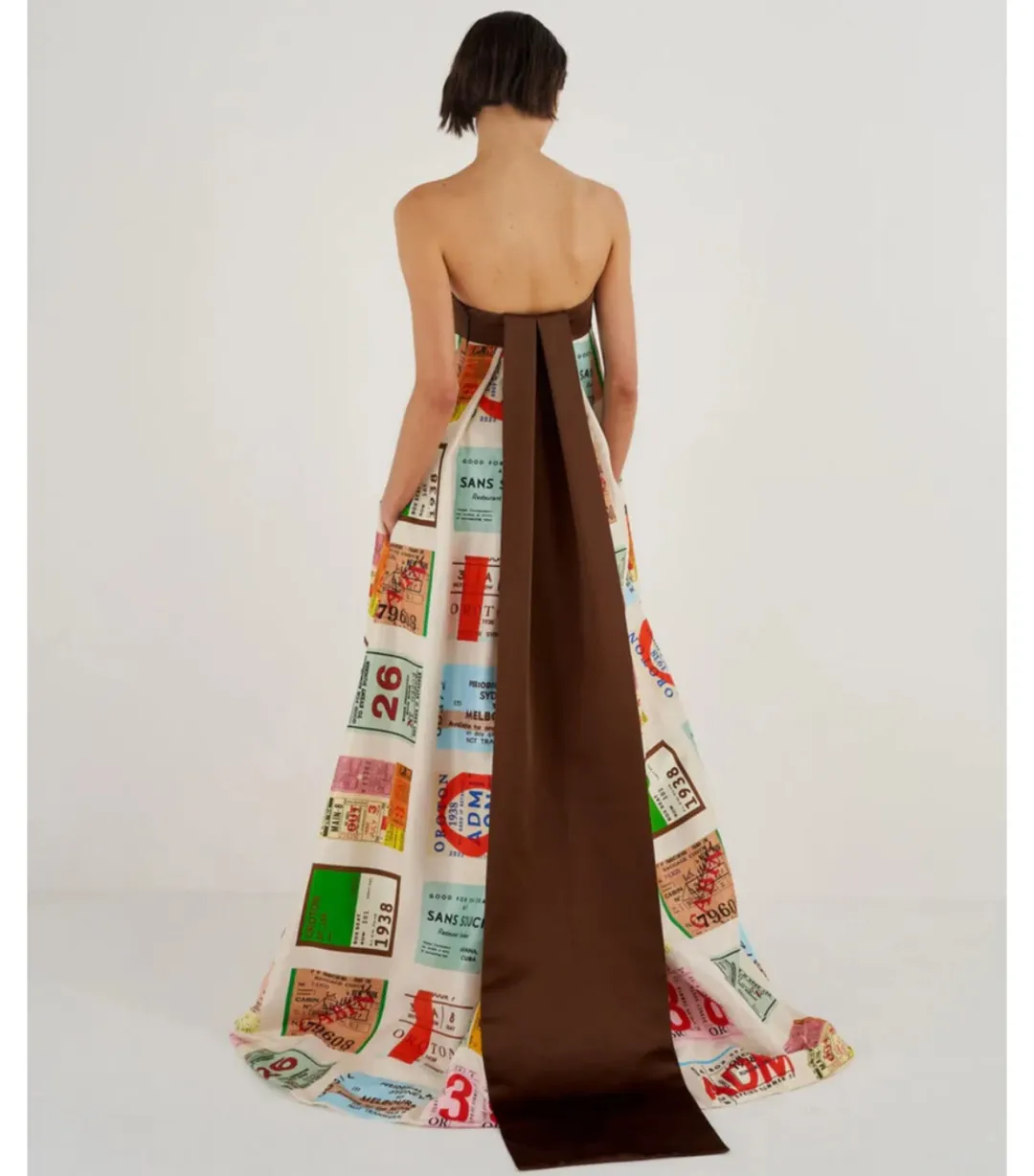 Oroton Ticket Print Gown Print Size 0 / AU 6 for rent on The Volte - main image