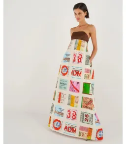 Oroton Ticket Print Gown Print Size 0 / AU 6 for rent on The Volte - image 1