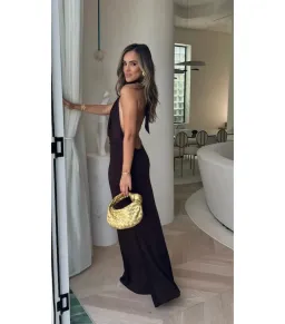 Sneaky Link Saint Plunge Maxi Dress Cocoa Size AU 10 for rent on The Volte - image 2