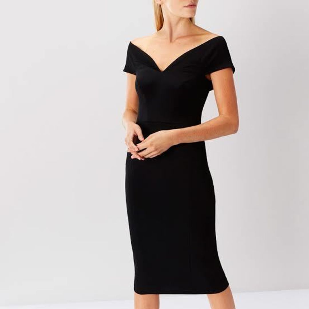 Coast Jessa Bardot Shift Dress Black Size 12 for rent on The Volte - main image