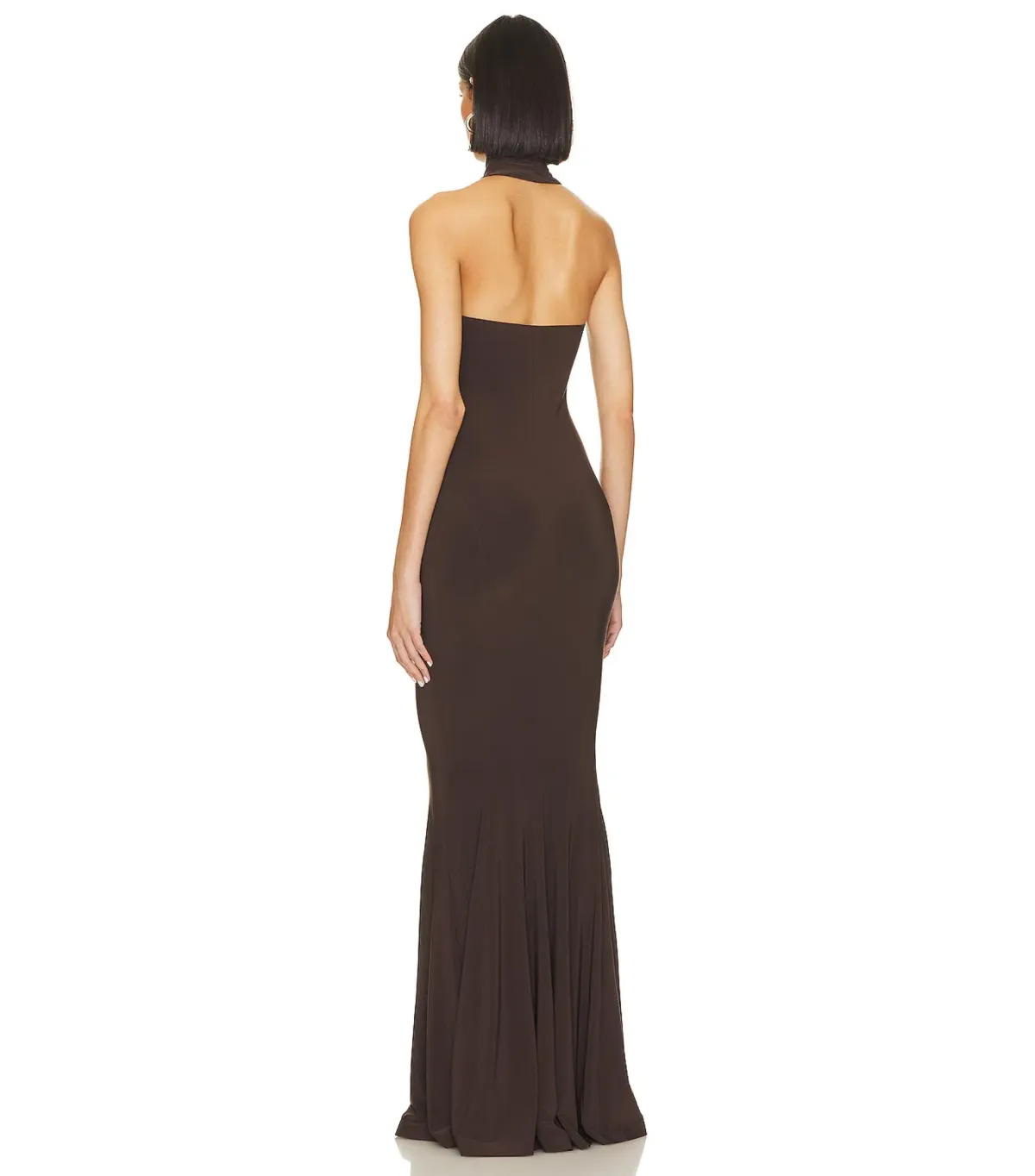 Norma Kamali Halter Turtle Fishtail Gown in Chocolate Size AU 10 - Image 2
