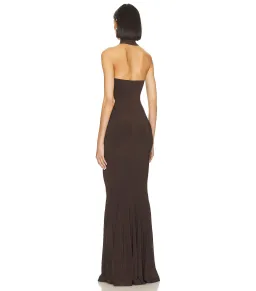 Norma Kamali Halter Turtle Fishtail Gown in Chocolate Size AU 10 for rent on The Volte - image 2