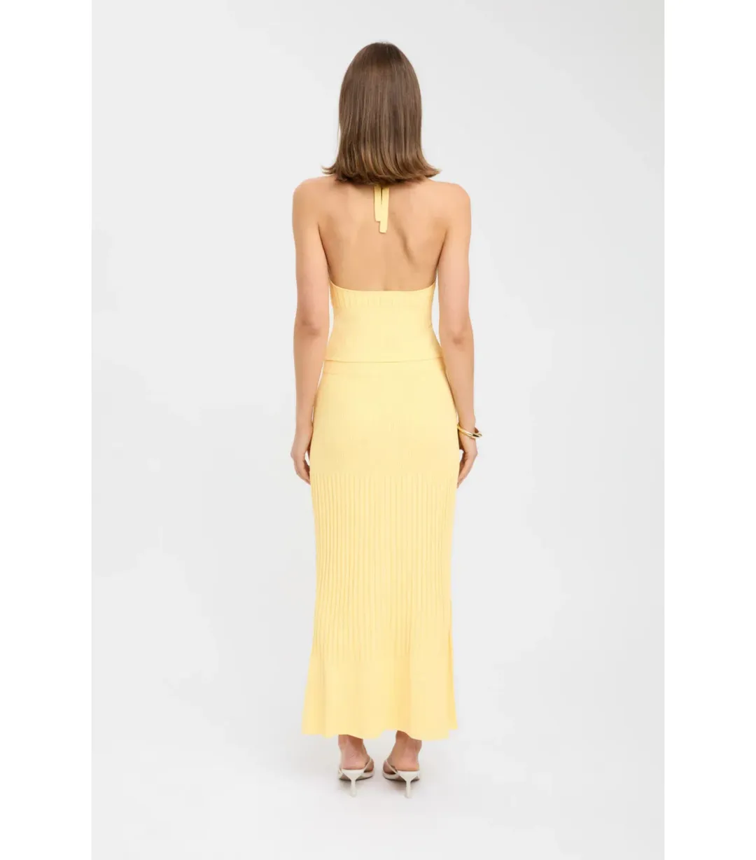 Kookai Serah Vee Top and Skirt Set in Lemon Size AU 10 for rent on The Volte - main image