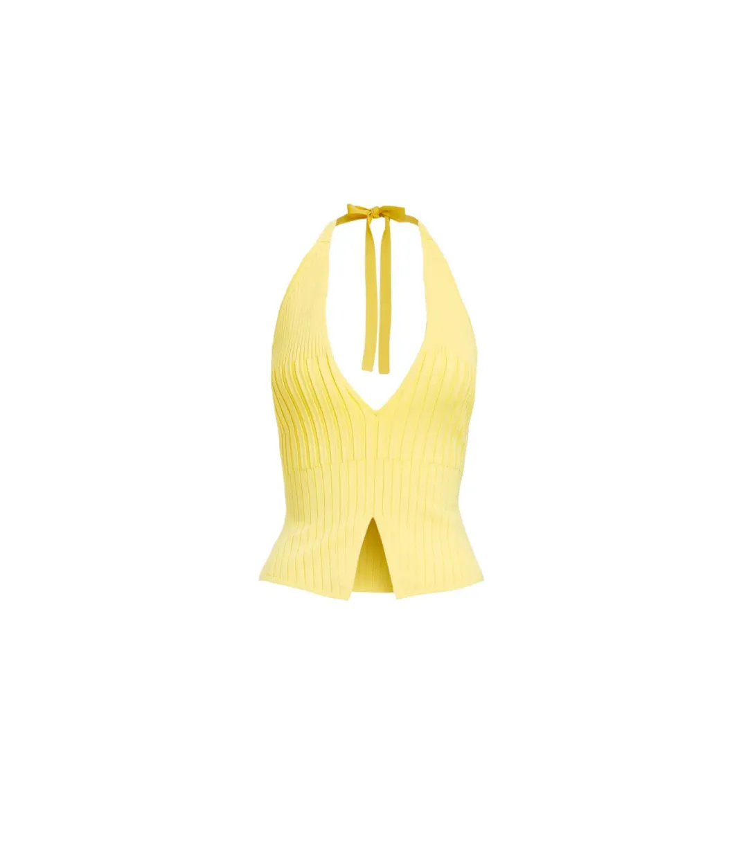 Kookai Serah Vee Top and Skirt Set in Lemon Size AU 10 for rent on The Volte - main image