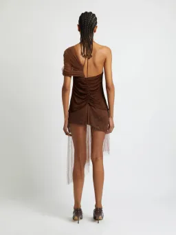 Christopher Esber Vapor Lace Shawl Dress Cacao Size AU 8 for rent on The Volte - image 5