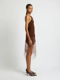 Christopher Esber Vapor Lace Shawl Dress Cacao Size AU 8 for rent on The Volte - image 3