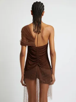 Christopher Esber Vapor Lace Shawl Dress Cacao Size AU 8 for rent on The Volte - image 4