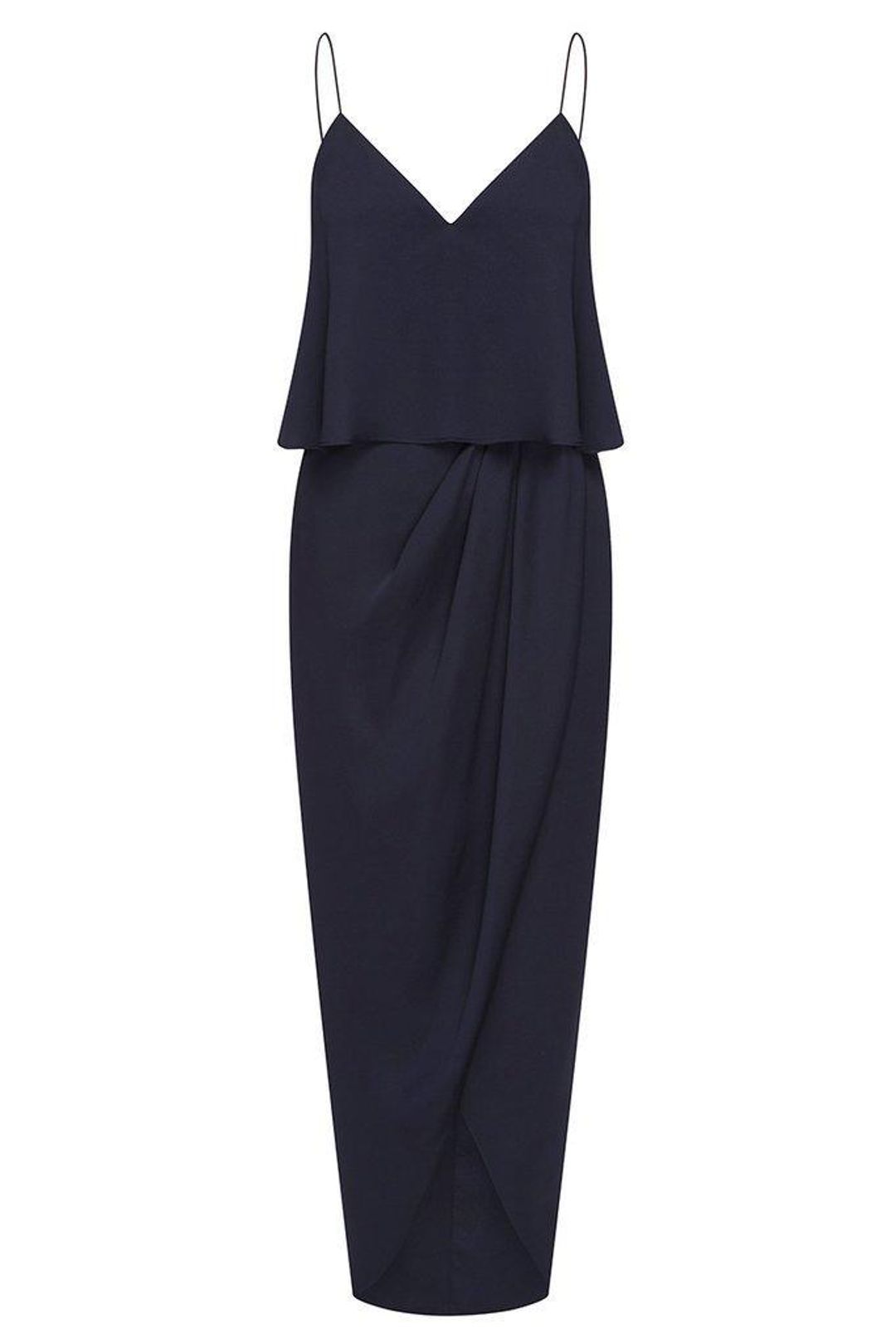 Shona Joy Luxe Cocktail Frill Dress in Sapphire Navy Size 12 for rent on The Volte - main image