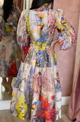 Zimmermann Botanica Crop Bodice Top and Midi Skirt Set Book Print Size 0 / AU 8 for rent on The Volte - image 5