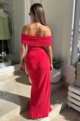 Benni Nico Off Shoulder Maxi Dress Watermelon Size 8 for rent on The Volte - image 2