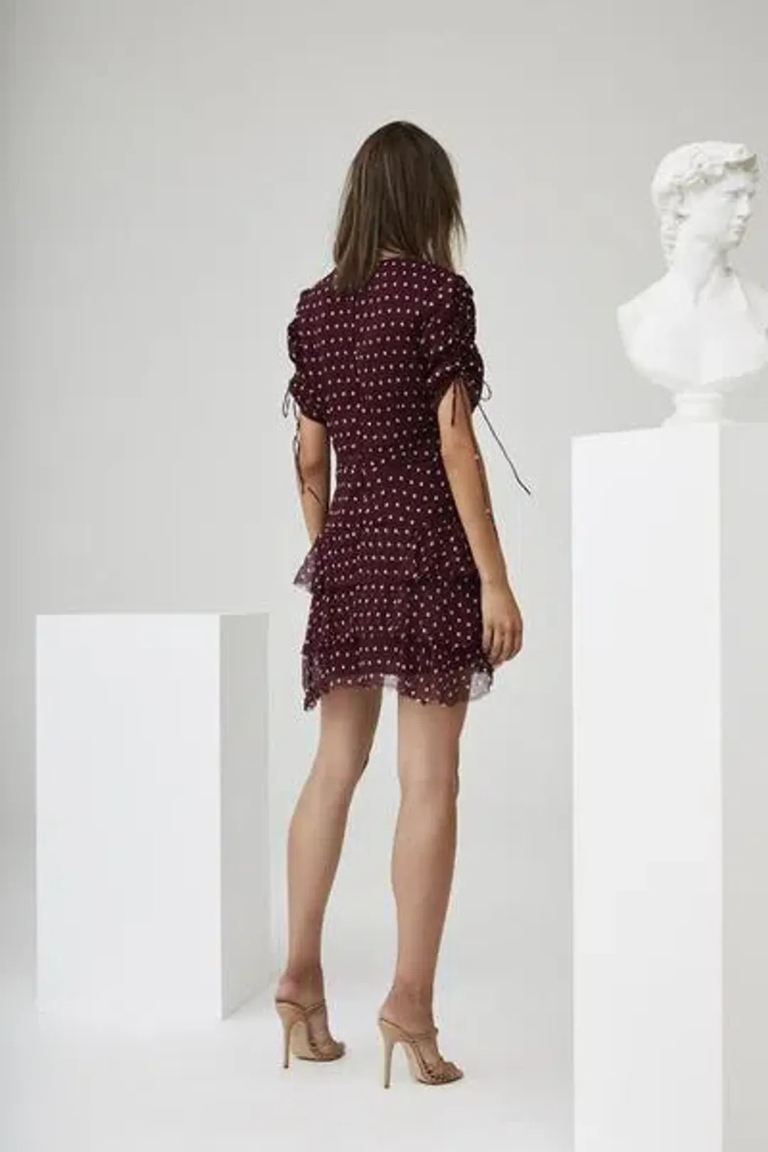 Sir The Label Marceau Detailed Mini Dress Burgundy Size 2 / AU 10 for rent on The Volte - main image