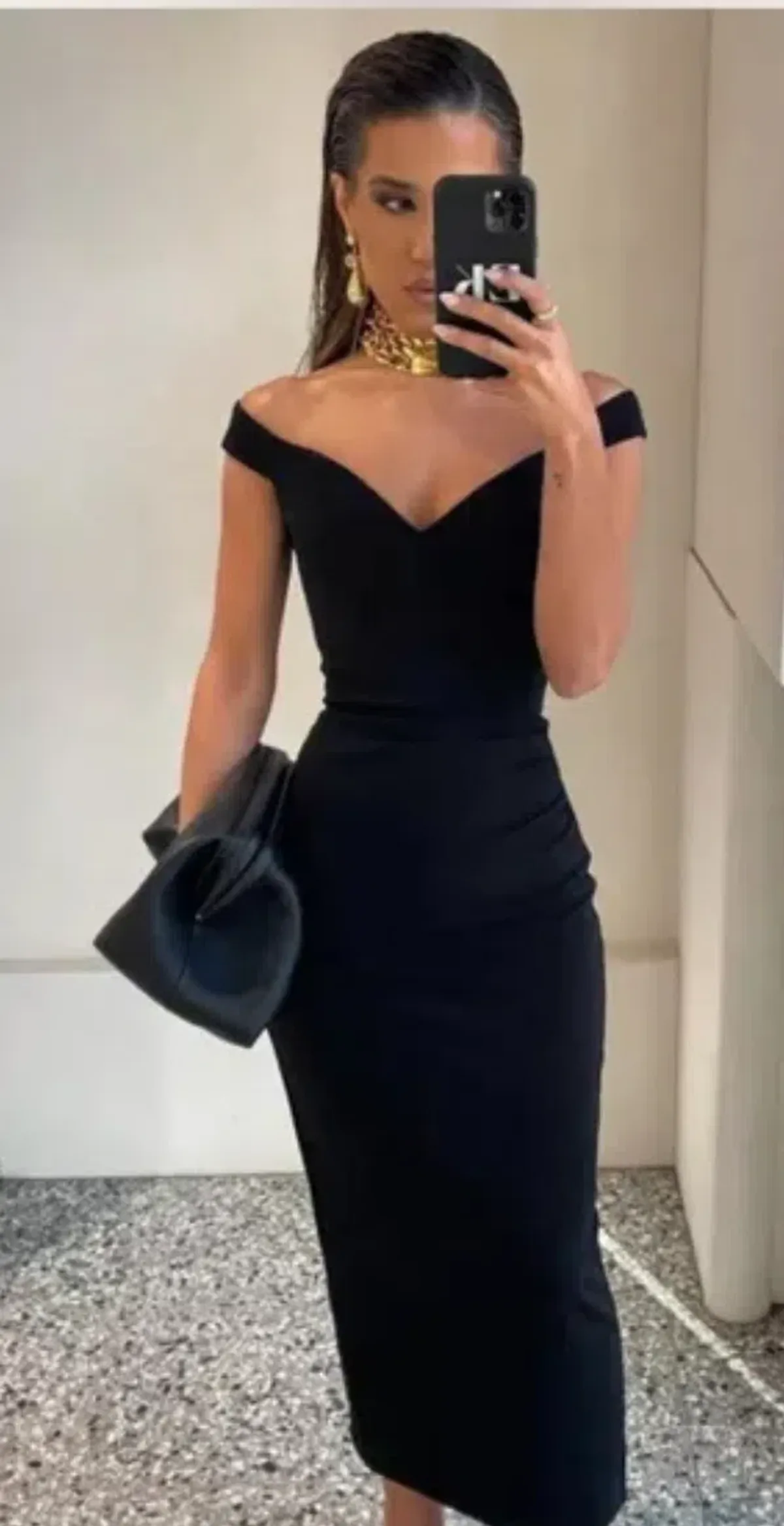 Effie Kats midi off the shoulder dress size 14 for rent on The Volte - main image