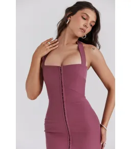 House Of CB Mia Twill Halter Dress Mulberry Size AU 6 for rent on The Volte - image 2