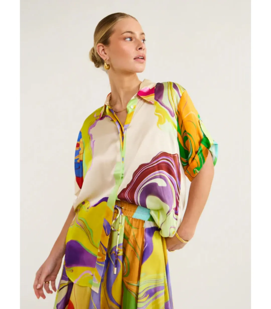 Alemais Luca Silk Top Size 12 and Skirt Size 10 Set Multi for rent on The Volte - main image