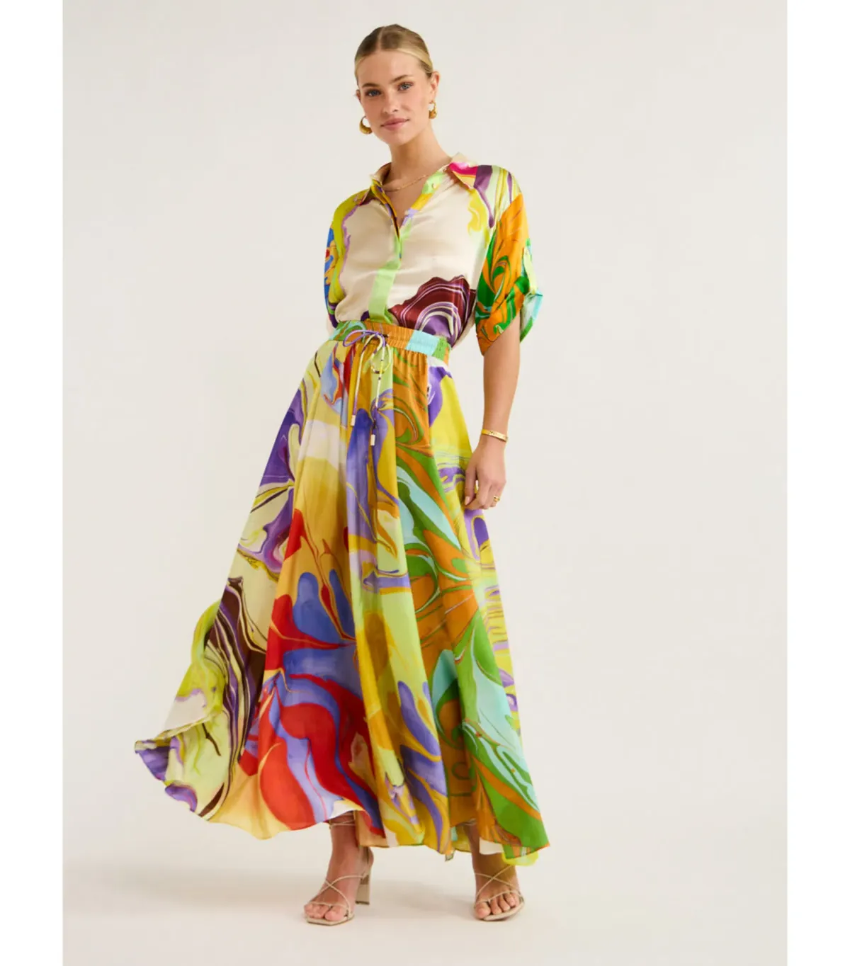 Alemais Luca Silk Top Size 12 and Skirt Size 10 Set Multi - Image 1