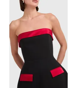 Amanda Uprichard Lucienne Skort Romper in Black/Ruby Capri Size S / AU 8 for rent on The Volte - image 3