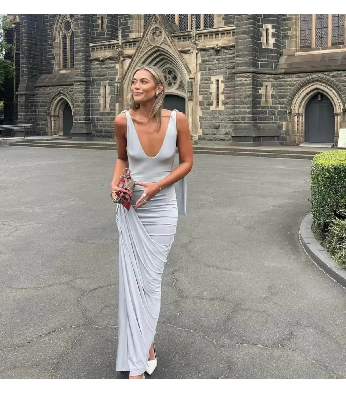 Paris Georgia Ballerina Draped Dress Cloud Grey Size S / AU 8 - Image 3