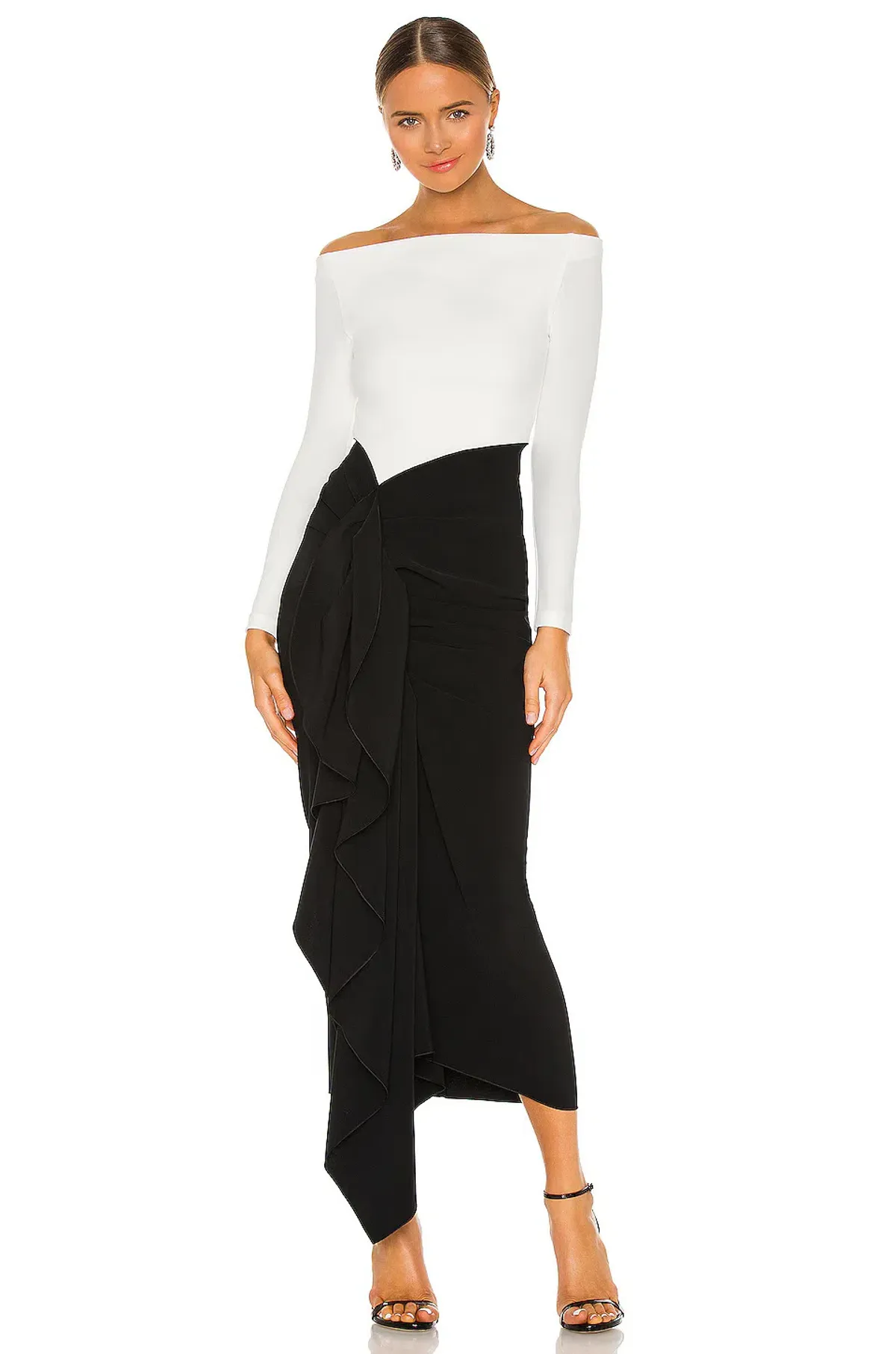 Solace London Lotus Midi Dress Black/Cream Size XS / AU 6 - Image 3