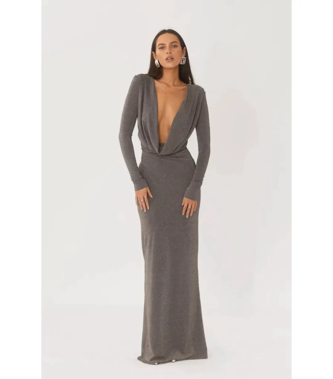 Arcina Ori Jen Maxi Dress Metallic Grey S / AU 8 for rent on The Volte - main image