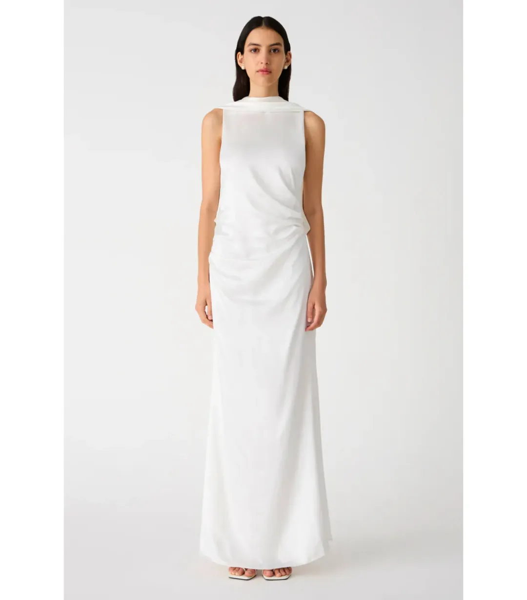Misha Ketina Gloss Satin Gown Ivory Size 8/S for rent on The Volte - main image