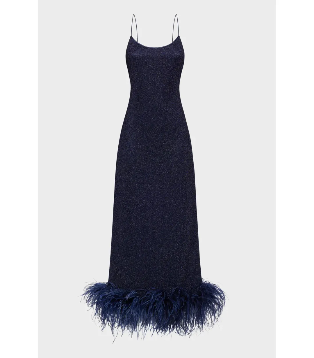 Oseree SS25 Lumière Plumage Slip Dress in Night Blue Size AU 6 for rent on The Volte - main image