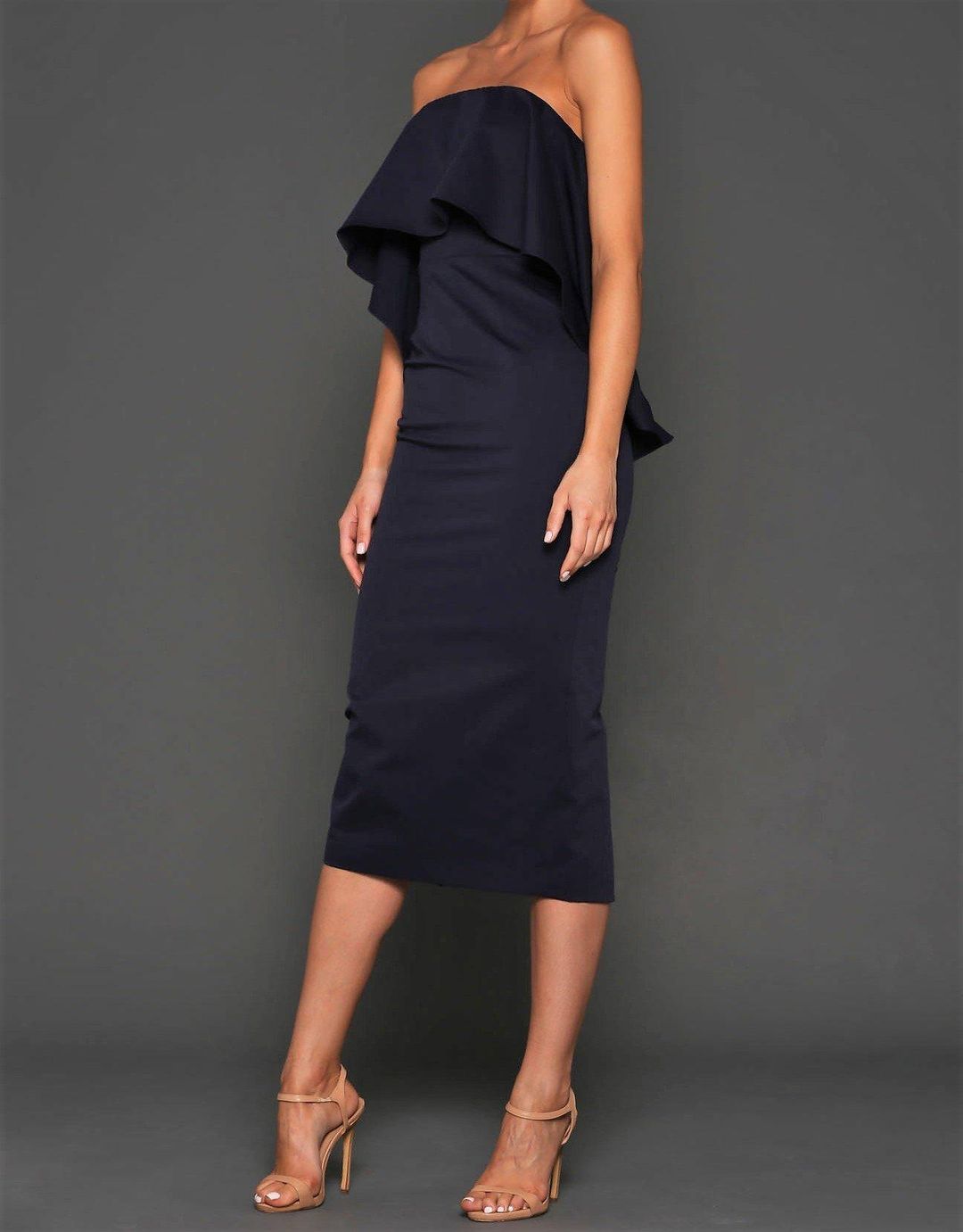 Elle Zeitoune Tanisha Dress Navy 12 for rent on The Volte - main image