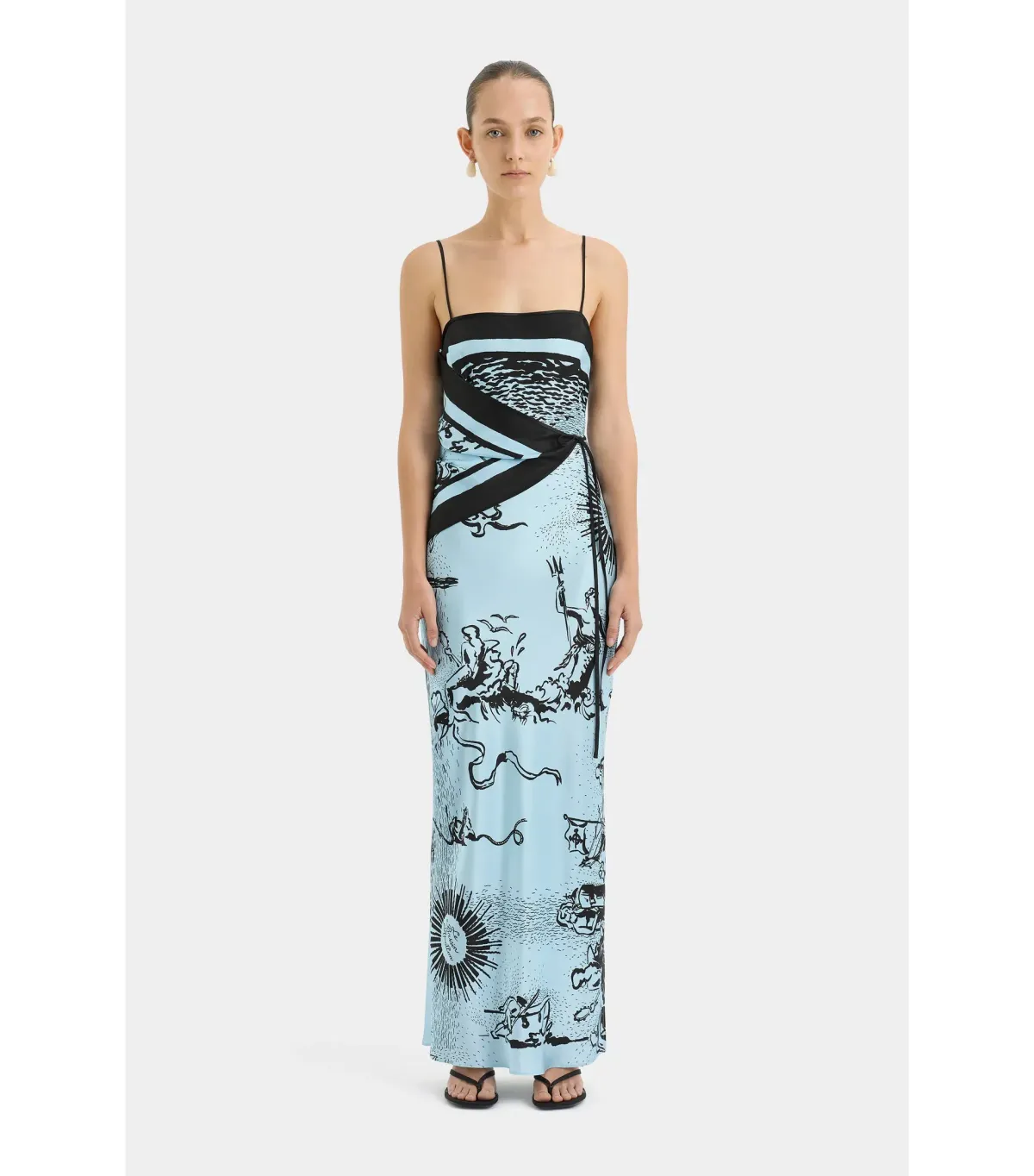 Sir the Label Dreamwood Scarf Midi Dress Brise Soleil Size 1 / AU 8 for rent on The Volte - main image