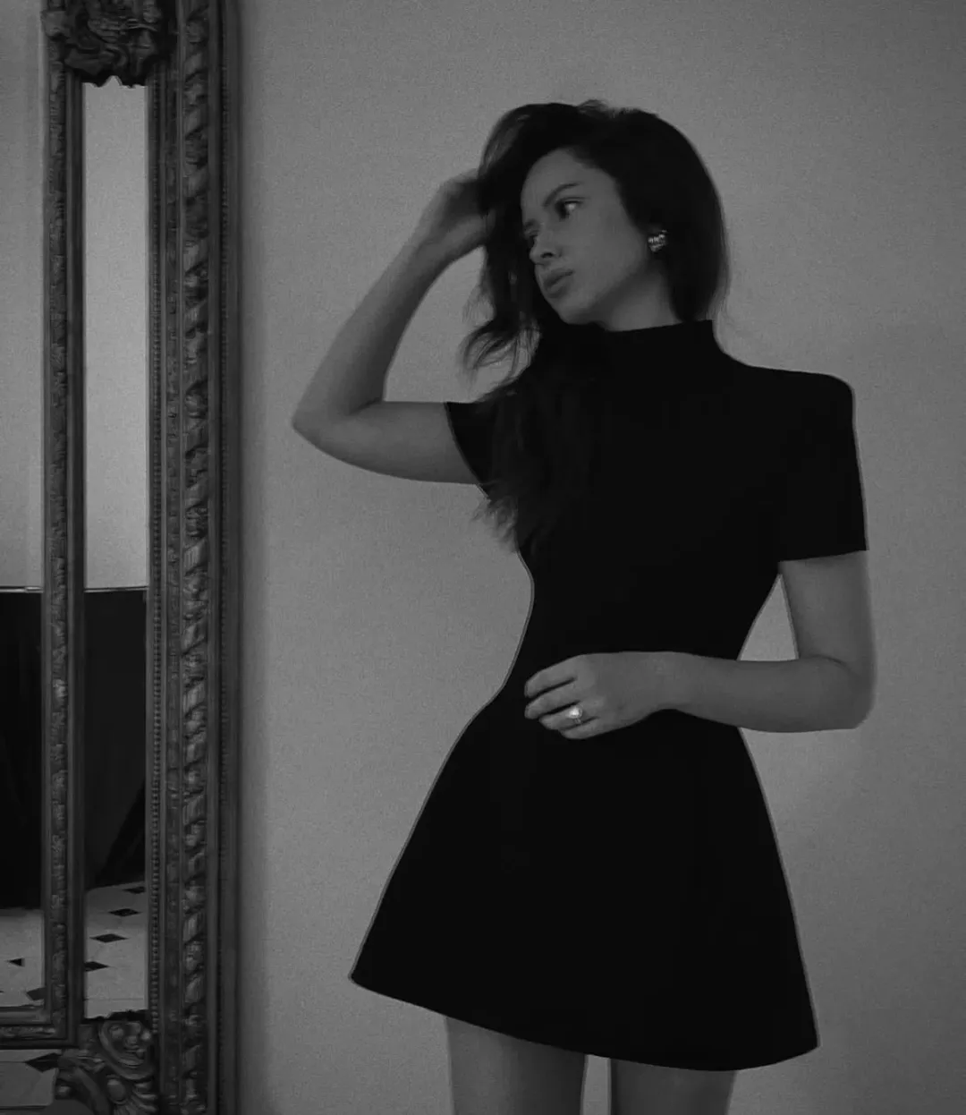 Scanlan Theodore Crepe Knit Peplum Mini Dress Black Size S / AU 8 for rent on The Volte - main image