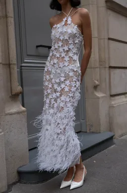 Roberta Einer Nadia Midi Dress Off White Size 8 for rent on The Volte - image 2