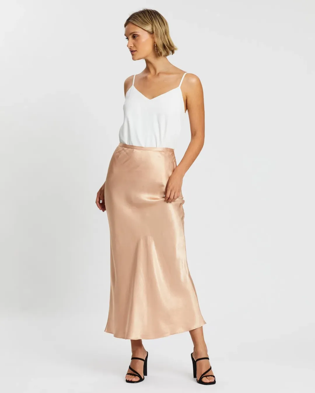 Shona Joy Wright Bias Midi Skirt in Gold Size 8 for rent on The Volte - main image