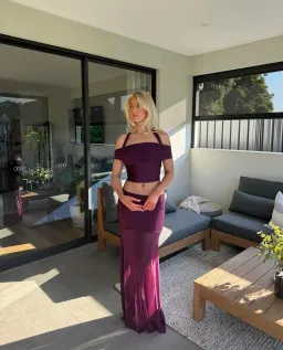 Ance Gria Vivienne Top and Skirt Set Purple Size XS / AU 6 for rent on The Volte - image 3