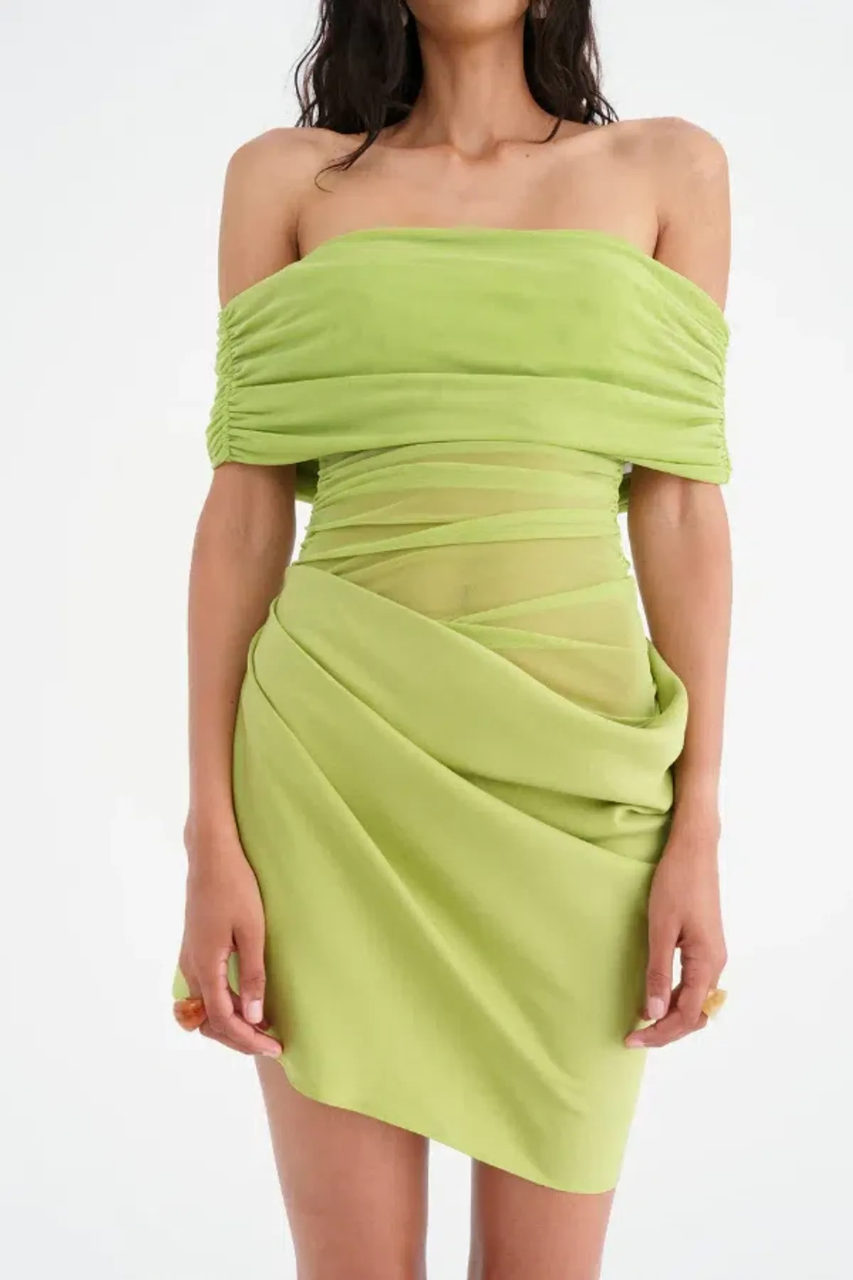 Benni Nico Off Shoulder Mini Dress Apple Size S / AU 8 - Image 2