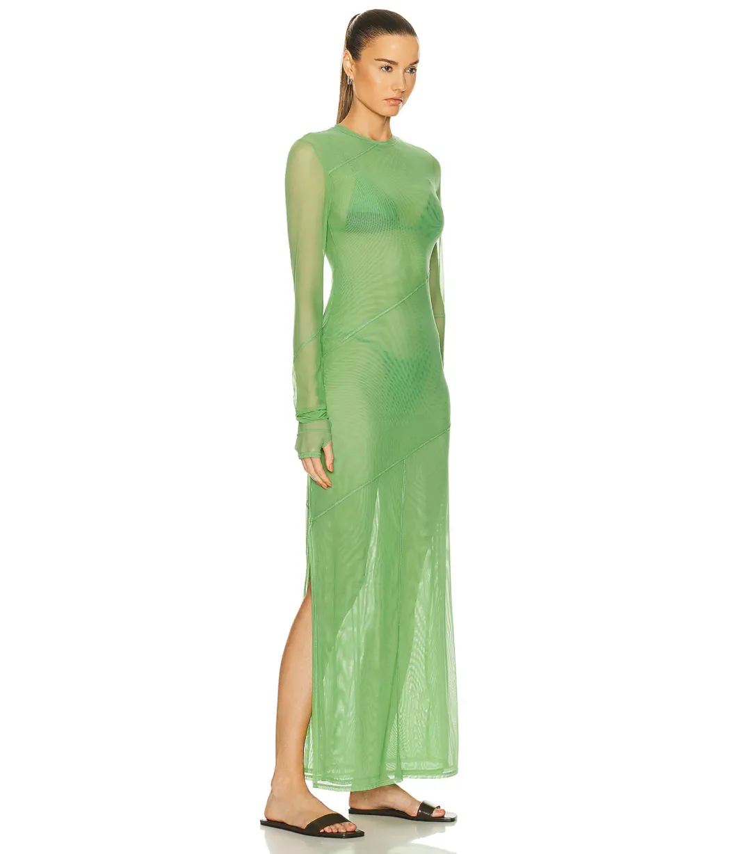 Sir the Label Jacques Mesh Panelled Midi Dress Apple Size 1 / AU 8 for rent on The Volte - main image