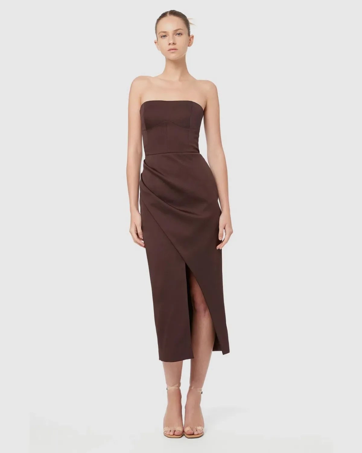 Manning Cartell Time To Shine Strapless Midi Dress Brown Size 10 - Image 1