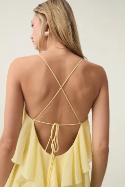 Aje Valentine Frill Maxi Dress in Acacia Yellow Size 8 for rent on The Volte - image 4